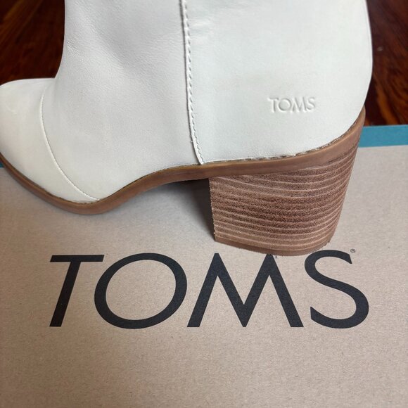 NIB Toms Evelyn Heeled Boot in Light Sand Leather, Size 8.5 - Picture 7 of 8